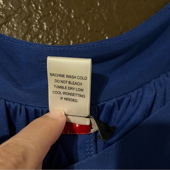 Blue Short Open Sleeve Knee Length Dress with Tie for Waist, Size 3X - Picture 3 of 5